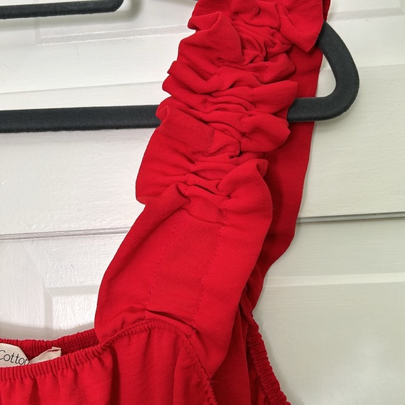 Cotton Bleu Ruffle Strap Red Large Sundress - Picture 3 of 7